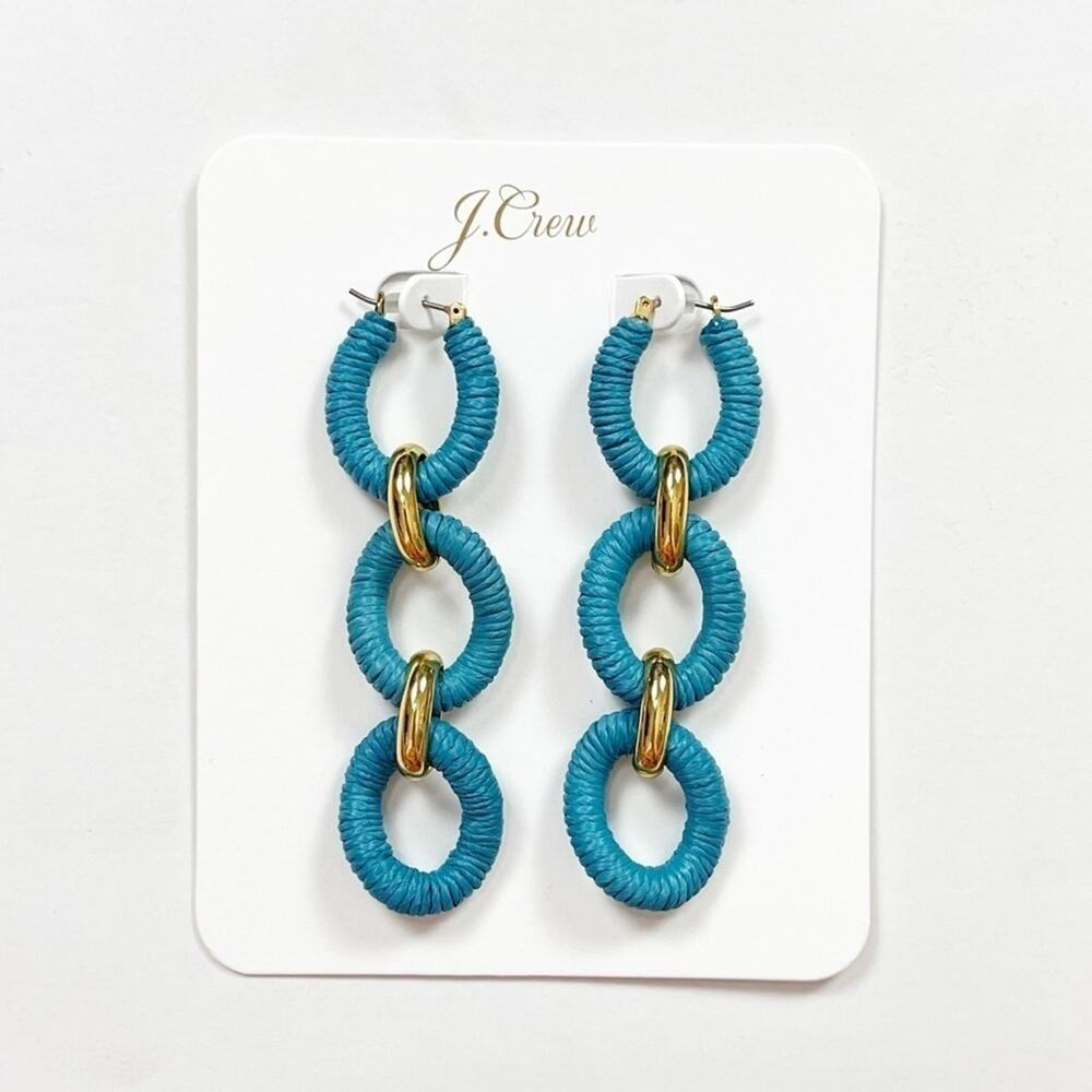 J. Crew Cotton Raffia-Wrapped Chain Earrings - Picture 2 of 5